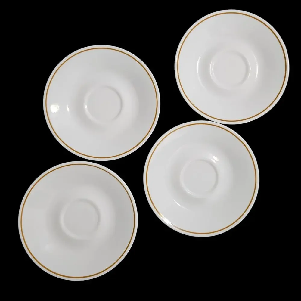 Corelle by Corning White Gold Rim Saucers Vintage Set Bread Butter Plates